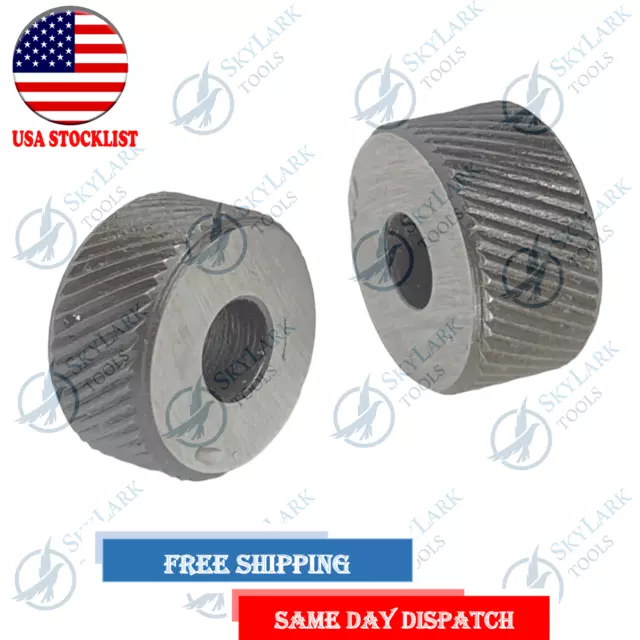 2PC SET OF CARBON STEEL MEDIUM KNURL WHEELS FOR KNURLING TOOLS 3/4" x 3/8" x 1/4