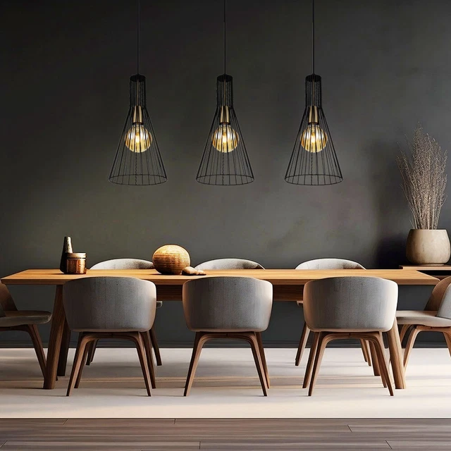 LAMPE À SUSPENSION style industriel abat-jour métal luminaire gris argenté EUR 54,99 - FR