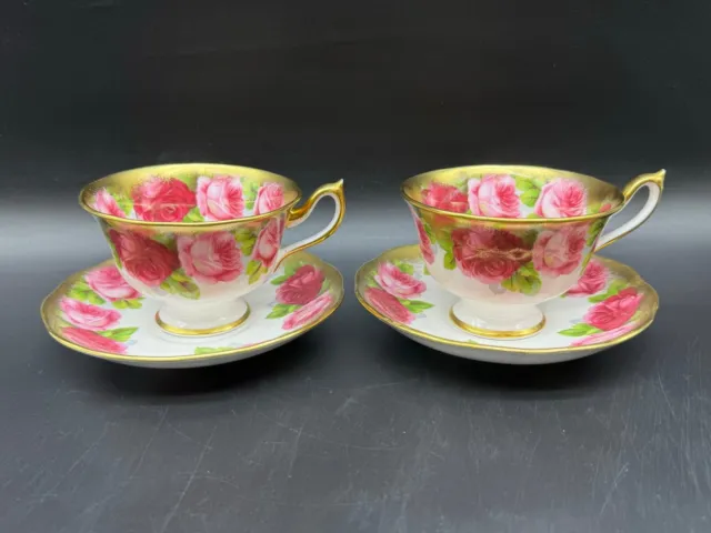 Royal Albert Old English Rose Older Tea Cup Saucer Sets(Pair) Bone China England