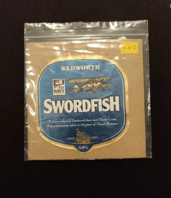 Wadworth, Swordfish, Beer Bottle Label / Wrap - Wiltshire UK - Man Cave