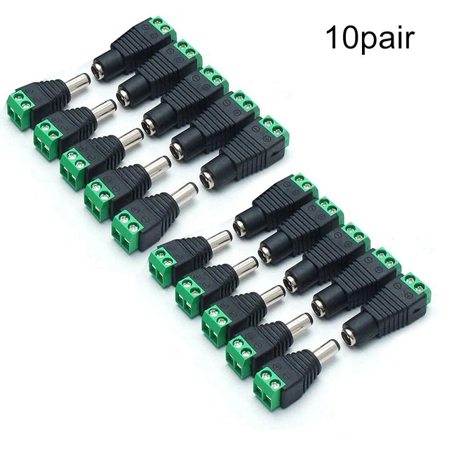 Lot Connecteurs DC 2.1×5.5 Mm Et BNC – 15 Paires DC + 10 Paires BNC, Pour CCTV, Alimentation, Vidéo - 5