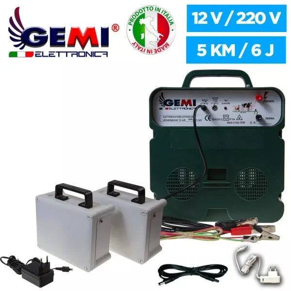 Clôture électrique ELECTRIFICATEUR 12V Batterie/220V 5km +2 Piles Rechargeables