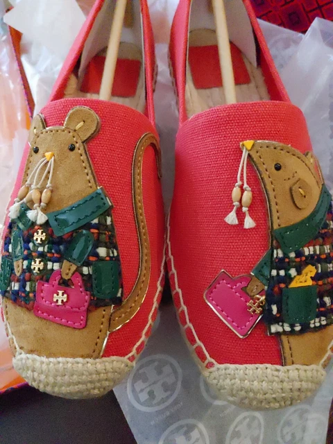 Tory Burch Rita The Rat Espadrille New Year Red Slip On Size 7.5 New