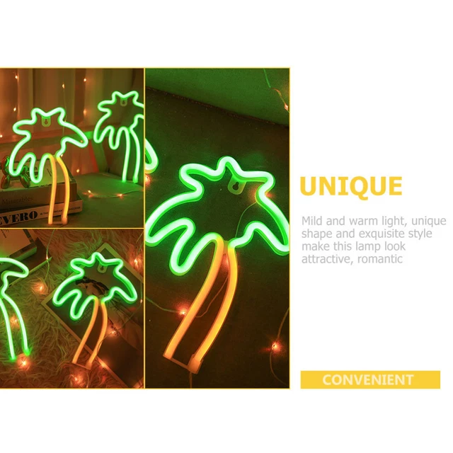 2 COUNT BATTERY Table Lamps Indoor Palm Tree Neon Decorative Lights £25