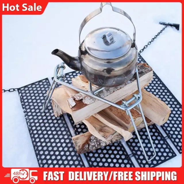 Foldable Campfire Stand Portable Cooking Stand Rustproof for Camping Picnic