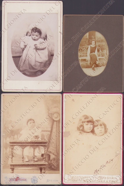 1890c Ritratti Bambine LOTTO 4 Fotografie albumine Brescia