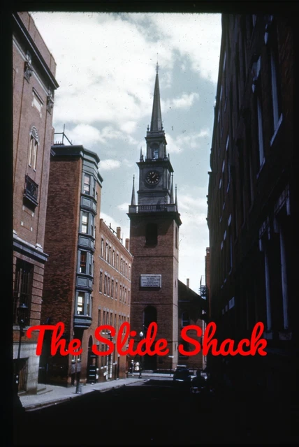 Boston MA street scene Old North Church 1950's Kodachrome slide