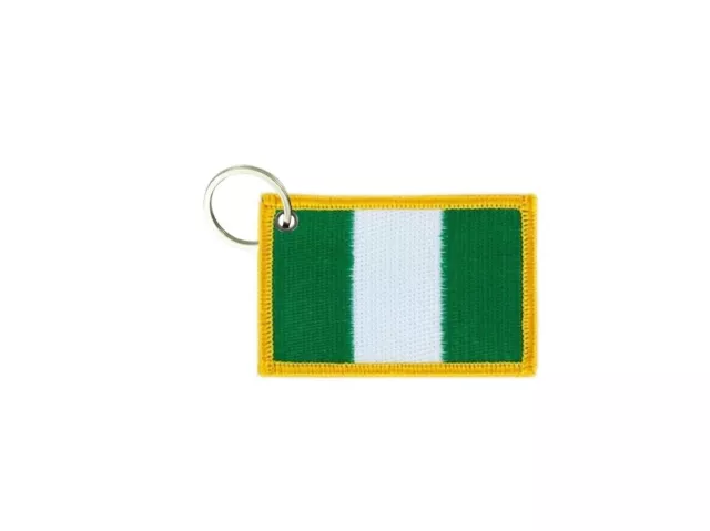 Keychain keyring embroidered embroidery patch double sided flag nigeria