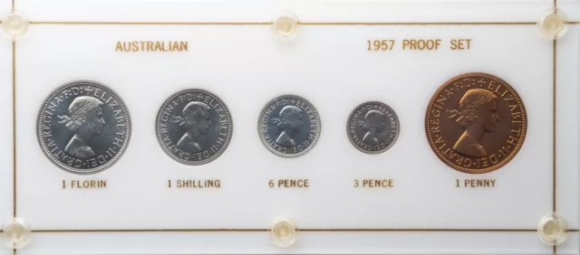 RARE 1957 Uncirculated Australian Melbourne Mint Proof Set including Perth Penny
