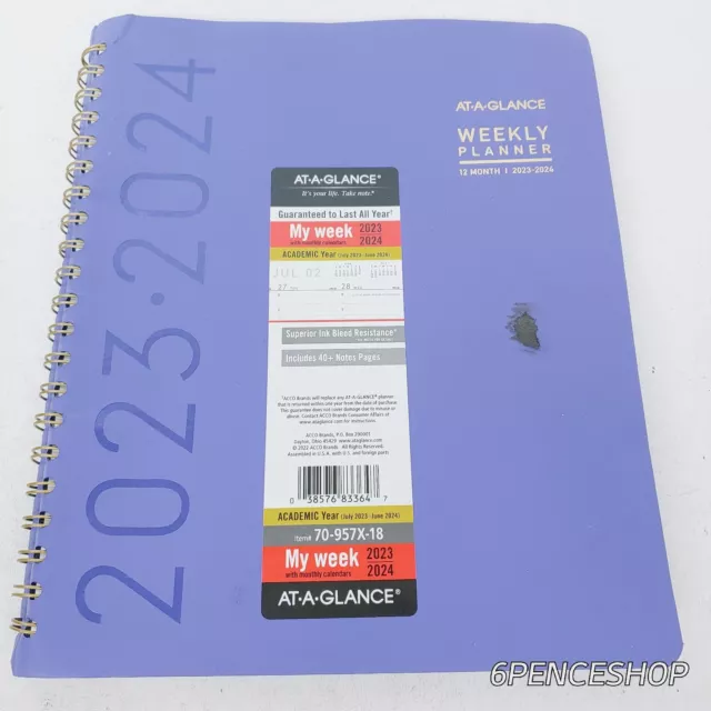 AT-A-GLANCE 70-957X-18 Academic 23-24 Weekly Monthly Planner