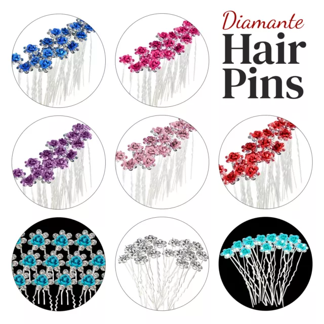 Bridal Hair Pins Rhinestone Wedding Prom Clips Flower Crystal Grips