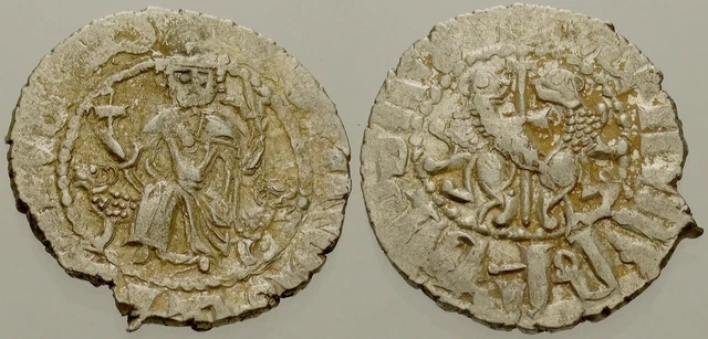 063. Armenian Silver Coin. LEVON I, AR Tram. Sis Mint. King Enthroned / Lions 063. Armenian Silver Coin. LEVON I, AR Tram. Sis Mint. King Enthroned / Lions