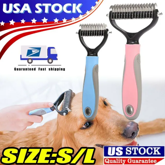 2side Dog Brush for Shedding Dematting Pet Grooming Cat Hair Undercoat Rake CoQA