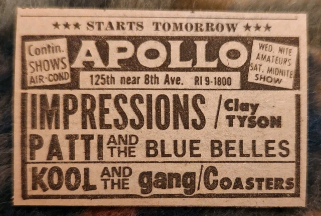 1969 choice tiny ad APOLLO THEATER see description!  Harlem Black Americana