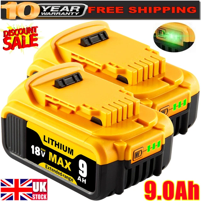 Batterie Li-ion 18V 2 Batteries 18V 5Ah Pour Dewalt - Remplacement DCB184/182/181 - Avec Indicateur LED - Compatible Outils Dewalt 18V Dcb184 Compatible