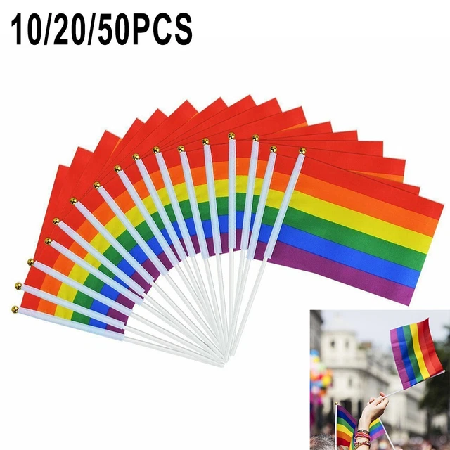 Stock Handfahnen Veranstaltung Mini Party Regenbogen Winken 10/20/50 Stück