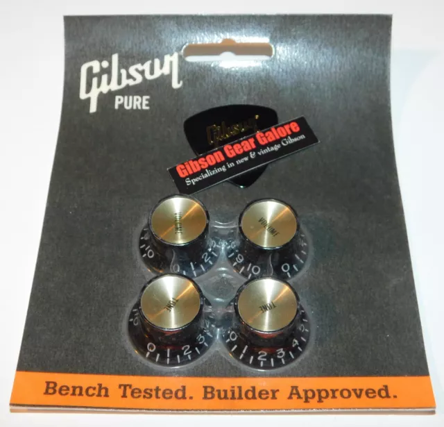 Gibson Les Paul Knobs Set Top Hat Black Gold Guitar Parts SG Custom T ES NOS