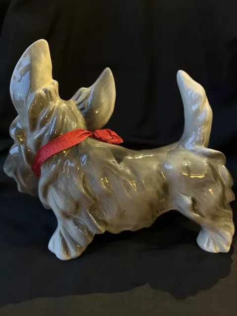 Scottish Terrier Red Silk Collar with Bell Black Scotty Large Dog Figure 3