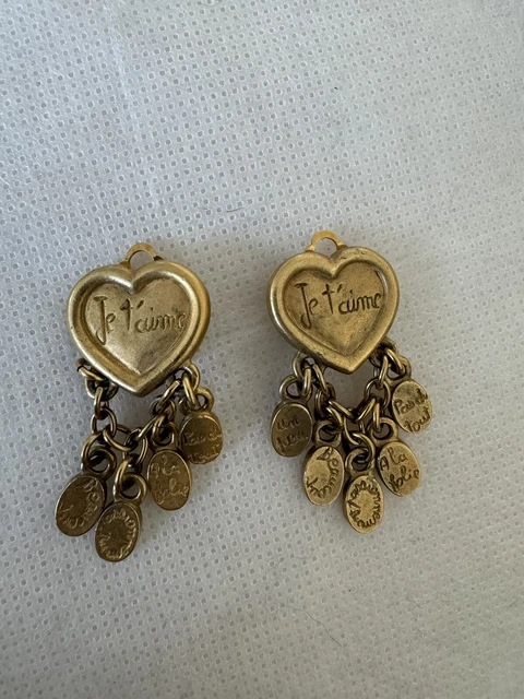 Boucles D'oreilles Clips Vintage Jean Louis Scherer, Dorées, Bon état