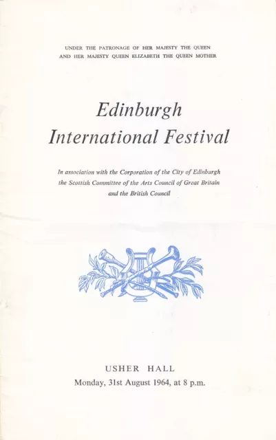 Concert Recital Programme 1964 Edinburgh Rudolf Firkusny Allegri String Quartet