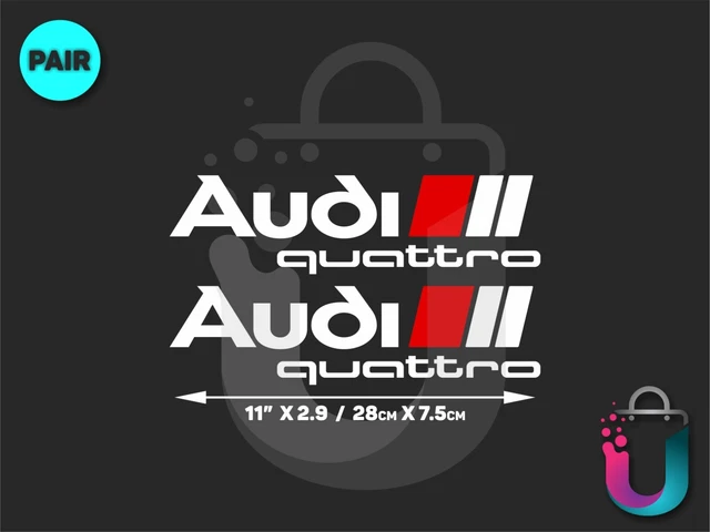 AUDI QUATTRO DECAL set PAIR racing sports Strip logo sticker emblem ...