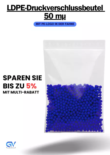 Druckverschlussbeutel Zip Beutel Folienbeutel Polybeutel Zipbag LDPE Tüten 50mµ