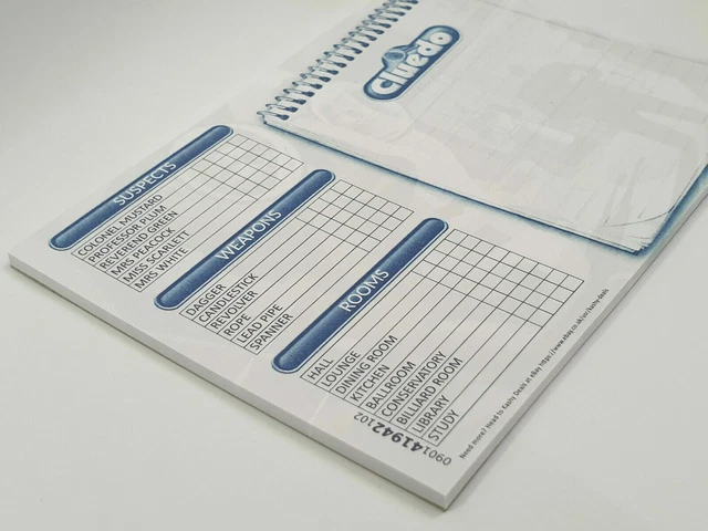 CLUEDO DETECTIVE NOTES Note Pad (25 sheet pad) - Spare Parts £2.21 ...