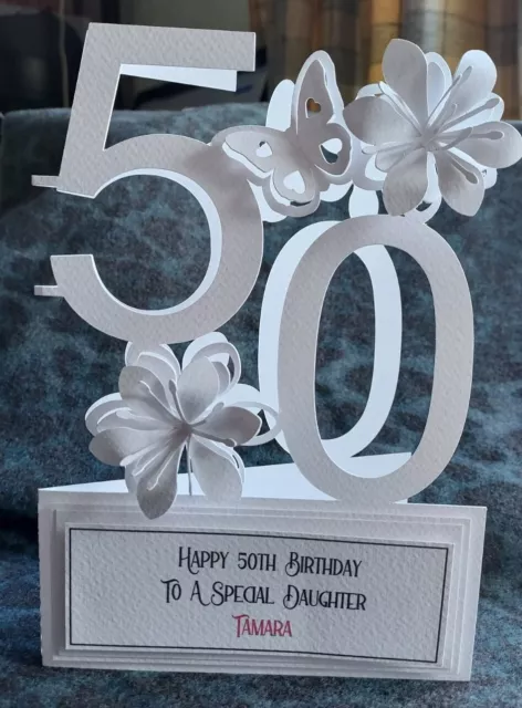 Handmade Personalised 3D Birthday Card / Any Age / Mother`s Day with GIFT  BOX