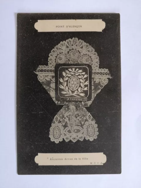 cpa Héraldique DENTELLE LACE SPITZE Broderie Anciennes ARMES Blason d' ALENÇON