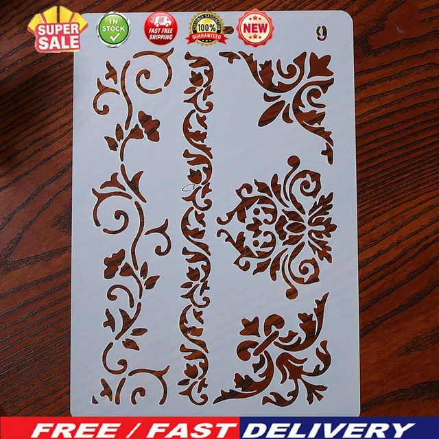 Plantilla de dibujo de plástico arte artesanal hágalo usted mismo patrón de flores para pintura de pared para niños