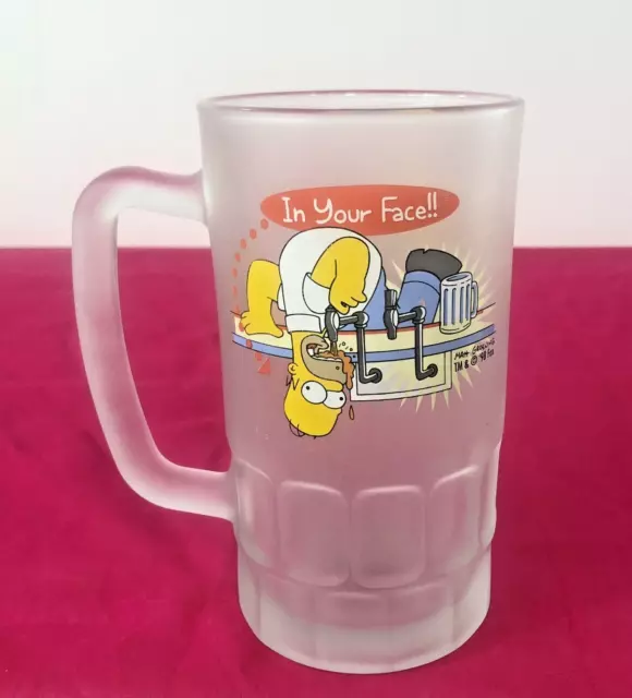 The Simpsons, Homer Simpson In Your Face/Mmm Beer ! Frosted Glass Tankard, 1998