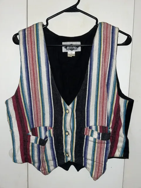 Ride vintage stripe cotton small vest 1980s 1990s 38 chest 24 long