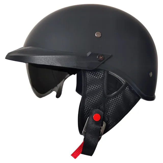 DOT Motorcycle Half Open Face Helmet Integrated Sun Visor Moped Helmet Scooter