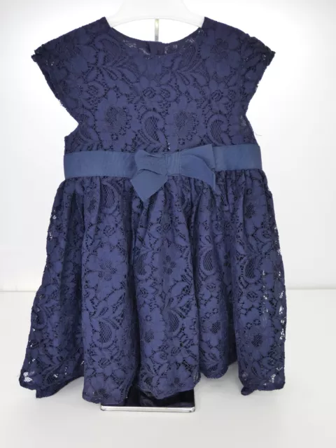 Mamas Papas Kleid marineblau Band Lase Blumenmuster Baby Mädchen 18 24 Monate neu mit Etikett