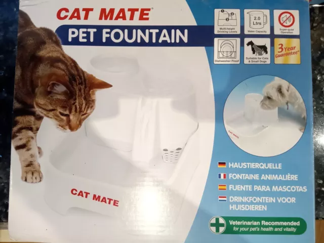 Cat Mate 2L Drinking Water Fountain, Cat Fountain for Cats and Small Dogs