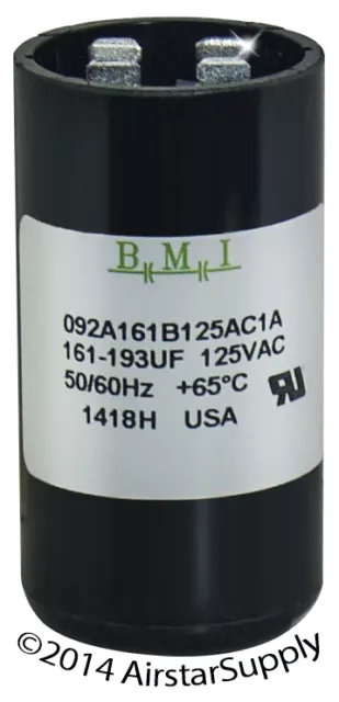 161-193 uF x 110/125 VAC • BMI Motor Start Capacitor # 092A161B125AC1A • USA 2