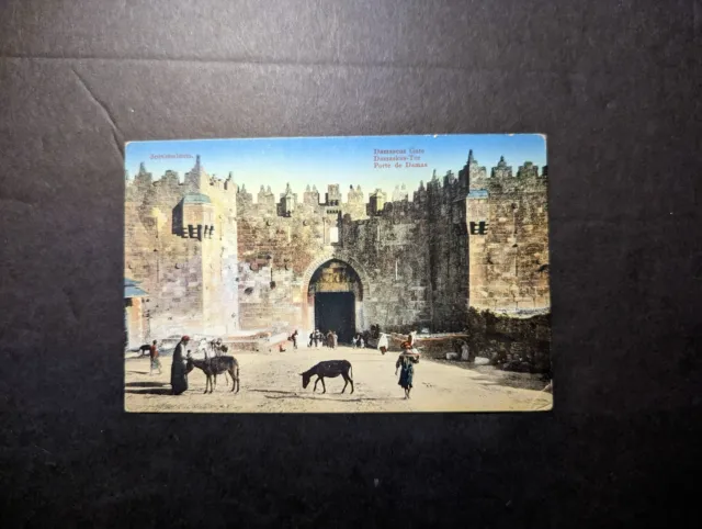 1923 Palestine EEF Overprint Postcard Cover Jerusalem to Pasadena CA USA
