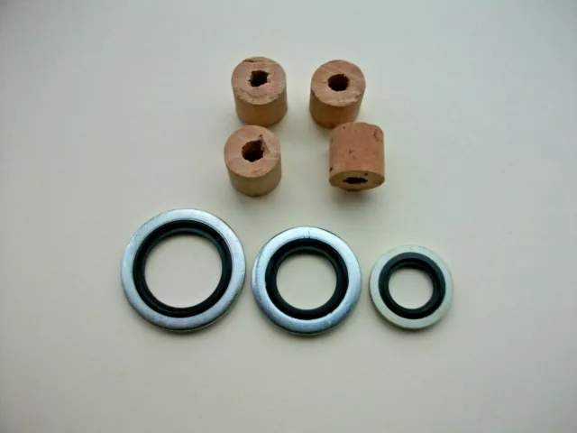 SET 4 PETROL TAP CORKS Genuine Cork Ewart's. ClassicBike + Dowty Washers