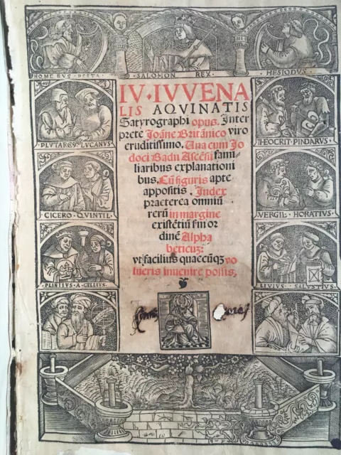 1539 Post INCUNABLE Juvenalis Juvenal Satyres Œuvres Venise 26 Gravures Rare