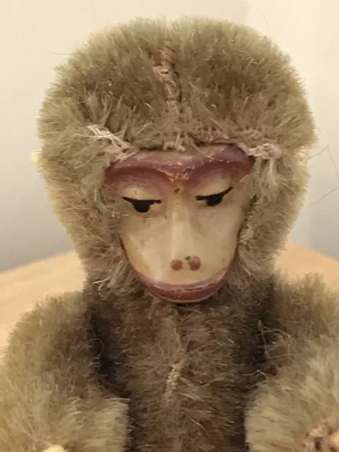 Superb Miniature 1920s German Schuco Piccolo Green/Brown Jointed Mohair Monkey 2