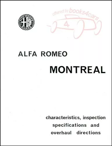 Alfa Romeo Montreal Book Shop Detailed Specs Workshop