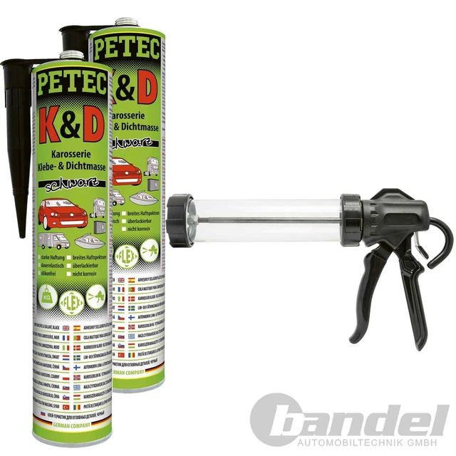1x 310mL CARROZZERIA PETEC ADESIVO e SIGILLANTE NERO ADESIVO+PISTOLA ESPRESSA