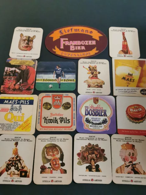 Stella Artois Maes Bavik 15 Sous Bock  Bierdeckel Beer Mats Coasters Lot 1