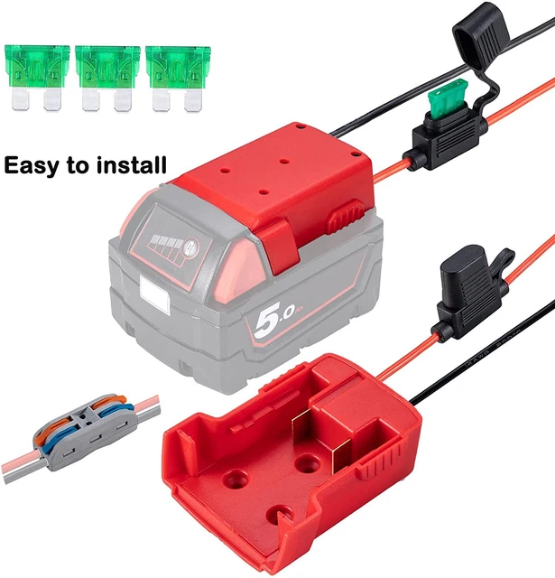 Power Wheels DIY Adapter Dock with Wire For Milwaukee M18 18V Max Li-ion Battery