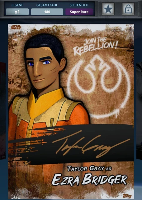 Topps Star Wars Digital TAYLOR GRAY as EZRA BRIDGER Autograph SIG *DIGITAL CARD*