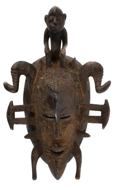 Senufo Kpelie Mask with Figure Cote D'Ivoire African Art