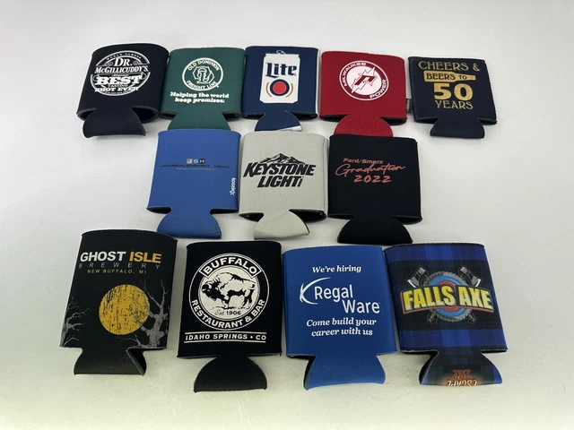 Lot of 12 Beer Koozies Can Bottle Assortment Lite, Keystone Light, Falls Axe