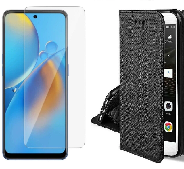 Coque Etui Housse Carbone + Vitre Verre Trempé pour Oppo A17
