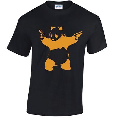 Banksy Panda Mens T-shirt Swag Bear With Guns Graffiti Hipster Tee Gift Top