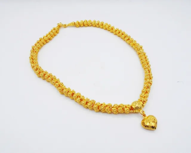 Pendentif Pikun fleur cœur 22K 23K 24K THAI BAHT jaune GP collier en or bijoux